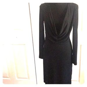 Calvin Klein Black Draped Front Dress